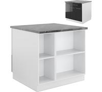 Vicco Îlot de cuisine Fame-Line, 90 cm avec tiroir, sans plan de travail, Anthracite brillant/blanc