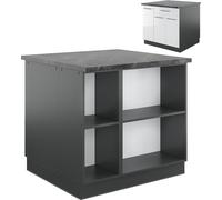 Vicco Îlot de cuisine Fame-Line, 90 cm avec tiroir, sans plan de travail, Blanc brillant/Anthracite