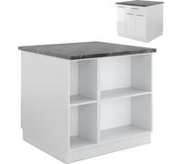 Vicco Îlot de cuisine Fame-Line, 90 cm avec tiroir, sans plan de travail, blanc brillant/blanc
