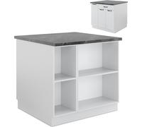 Vicco Îlot de cuisine Fame-Line, 90 cm avec tiroir, sans plan de travail, Blanc campagne/blanc