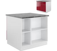 Vicco Îlot de cuisine Fame-Line, 90 cm avec tiroir, sans plan de travail, Bordeaux haute brillance/blanc