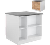 Vicco Îlot de cuisine Fame-Line, 90 cm avec tiroir, sans plan de travail, Chêne doré/blanc/Blanc