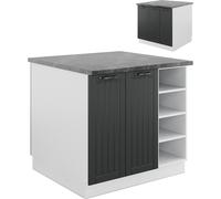 Vicco Îlot de cuisine Fame-Line, 90 cm sans plan de travail, Anthracite maison de campagne/blanc