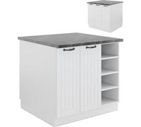 Vicco Îlot de cuisine Fame-Line, 90 cm sans plan de travail, Blanc campagne/blanc