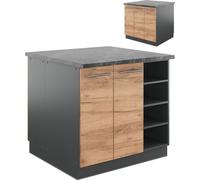 Vicco Îlot de cuisine Fame-Line, 90 cm sans plan de travail, Chêne doré/anthracite