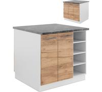 Vicco Îlot de cuisine Fame-Line, 90 cm sans plan de travail, Chêne doré/blanc