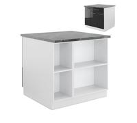 Vicco Îlot de cuisine Fame-Line, Anthracite brillant/blanc, 90 cm avec tiroir, sans plan de travail
