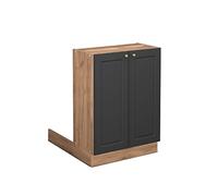 Vicco Îlot de Cuisine Fame-Line, Anthracite-Or, 60cm | Façade en MDF · 1 Tablette · Pieds réglables en hauteur · Poignées en métal · Fermeture douce