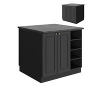 Vicco Îlot de Cuisine Fame-Line, Anthrazit-Gold Landhaus, 90cm sans PT, adapté à l’Extension avec des modules complémentaires compatibles