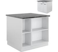 Vicco Îlot de cuisine Fame-Line, Blanc campagne/blanc, 90cm avec tiroir, sans PT Blanc campagne/blanc
