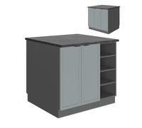 Vicco Îlot de Cuisine Fame-Line, Bleu Clair-Gris, 90cm sans PT, adapté à l’Extension avec des modules complémentaires compatibles