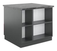 Vicco Îlot de cuisine Fame-Line, Bordeaux haute brillance/anthracite, 90cm avec tiroir, sans PT Bordeaux haute brillance/anthracite G