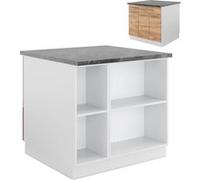 Vicco Îlot de cuisine Fame-Line, Chêne doré/blanc, 90cm avec tiroir, sans PT Chêne doré/blanc