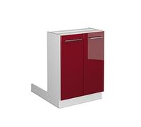 Vicco Îlot de cuisine Fame-Line, 60 cm sans plan de travail, Rouge bordeaux Haute brillance/Blanc
