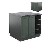 Vicco Îlot de Cuisine Fame-Line, Vert et Or Campagne/Anthracite, 90cm sans PT, adapté à l’Extension avec des modules complémentaires compatibles