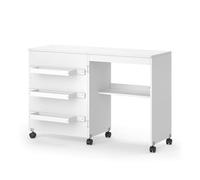 Vicco La Table de Couture Carmen, Blanc, 118x77.5cm avec 3 étagères, Pliable sur roulettes pour Une Utilisation Flexible comme Table de Travail
