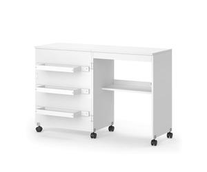 Vicco La Table de Couture Carmen, Blanc, 118x77.5cm avec 3 étagères, Pliable sur roulettes pour Une Utilisation Flexible comme Table de Travail