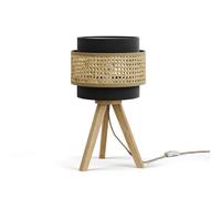 Vicco Lampe de table Morten, rotin/noir, 26x45cm avec support