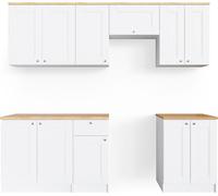 Vicco Ligne de cuisine Bergamo, 240cm , PT Goldkraft, Blanc/Chêne de force doré