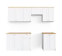 Ligne de cuisine Bergamo, 240cm, PT Goldkraft, Blanc/Chêne de force doré, Vicco 35910