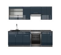 Vicco Ligne de Cuisine Fame-Line, Bleu foncé Brillant/Anthracite, 240cm