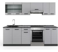 Vicco Ligne de cuisine R-Line, 240cm , PT Anthracite, Gris/Anthracite/Anthracite