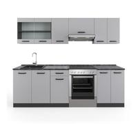 Vicco Ligne de Cuisine R-Line, Cachemire, 240cm, PT Anthracite, combinable de manière Flexible avec des éléments modulaires