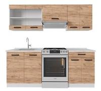 Vicco Ligne de Cuisine R-Line, Chêne doré/Blanc, 200cm PT Marbre