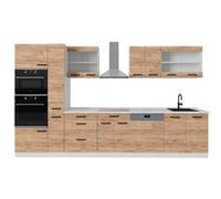 Vicco Ligne de cuisine R-Line, Chêne doré/blanc, 350cm PT Chêne Chêne doré/blanc G