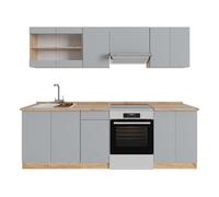 Vicco Ligne de Cuisine R-Line, Gris, 240cm, PT Chêne