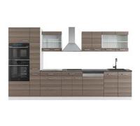 Vicco Ligne de cuisine R-Line, gris noble/blanc, 350cm avec armoire haute, PT Anthracite gris noble/blanc G