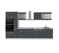 Vicco Ligne de Cuisine R-Line, Noir béton/Blanc, 350cm