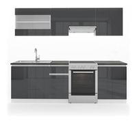 Vicco Ligne de Cuisine Raul, Anthracite/Blanc, 240 cm, AP Noir