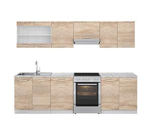 Vicco Ligne de Cuisine Raul, Sonoma, 270cm, PT Marbre, avec modules réglables et Pieds à Hauteur Ajustable