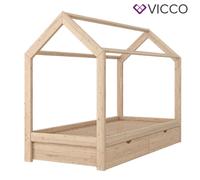 VICCO Lit pour enfants WIKI Lit d'enfant Lit Maison 90x200 bois naturel