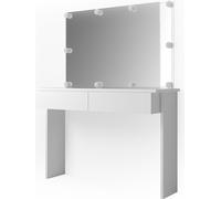 Vicco coiffeuse Azur blanche brillante avec LED