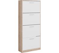 Vicco Meuble à chaussure Gizmo, 59x137cm avec 4 compartiments, Sonoma/blanc