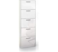 Vicco Meuble à chaussure Gizmo, 59x169.5cm, Blanc Haute brillance/Blanc