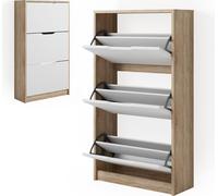 Vicco Meuble à chaussure Luca, Blanc/Sonoma, 59x105cm 3 compartiments
