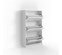 Vicco Meuble à chaussure Luca, Blanc, 22x105cm 3 compartiments