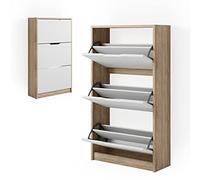 Vicco Meuble à chaussure Luca, Blanc/Sonoma, 59x105cm 3 compartiments