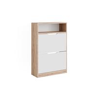 Vicco Meuble à chaussure Luca, Blanc/Sonoma, 59x89.5cm avec 2 compartiments