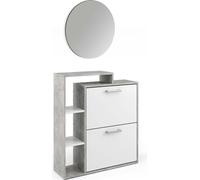 Vicco Meuble à chaussure Orlando, 2 pièces, avec miroir, Béton