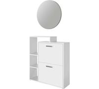 Vicco Meuble à chaussure Orlando, 2 pièces, avec miroir, Blanc
