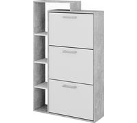 Vicco Meuble à chaussure Orlando, 80x128.3cm avec 3 compartiments, Béton/Blanc