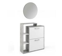 Vicco Meuble à chaussure Orlando, Béton, 2 pièces, avec miroir