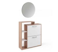Vicco Meuble à chaussure Orlando, Sonoma, 2 pièces, avec miroir