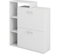 Vicco Meuble à chaussure Tobias, 80x90cm, Blanc/Blanc