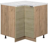 Vicco Meuble bas d'angle Fame-Line, 80.5cm , PT Marbre, Panneau en chêne/Chêne de force doré