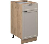 Meuble bas de cuisine Fame-Line, 40cm sans PT, GrisBeige, Chêne de force doré, Vicco